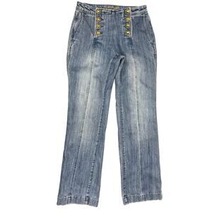 Y2K Light Wash Sailor Button Front Flare Jeans Michael Kors Women’s 2P